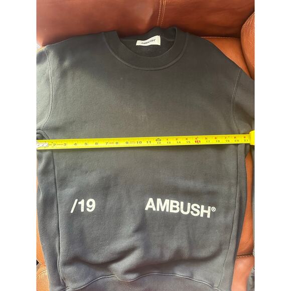 AMBUSH BLACK '19 LOGO Black Crewneck Sweatshirt Size 2 - Picture 4 of 7